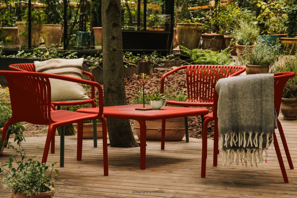 FICCARI Großer Gartentisch Polypropylen mit Glasfaser rot rot - Foto 1