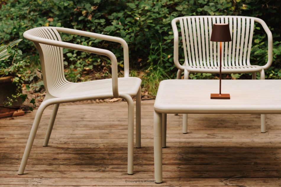 FICCARI Großer Gartentisch Polypropylen mit Glasfaser beige beige - Foto 5