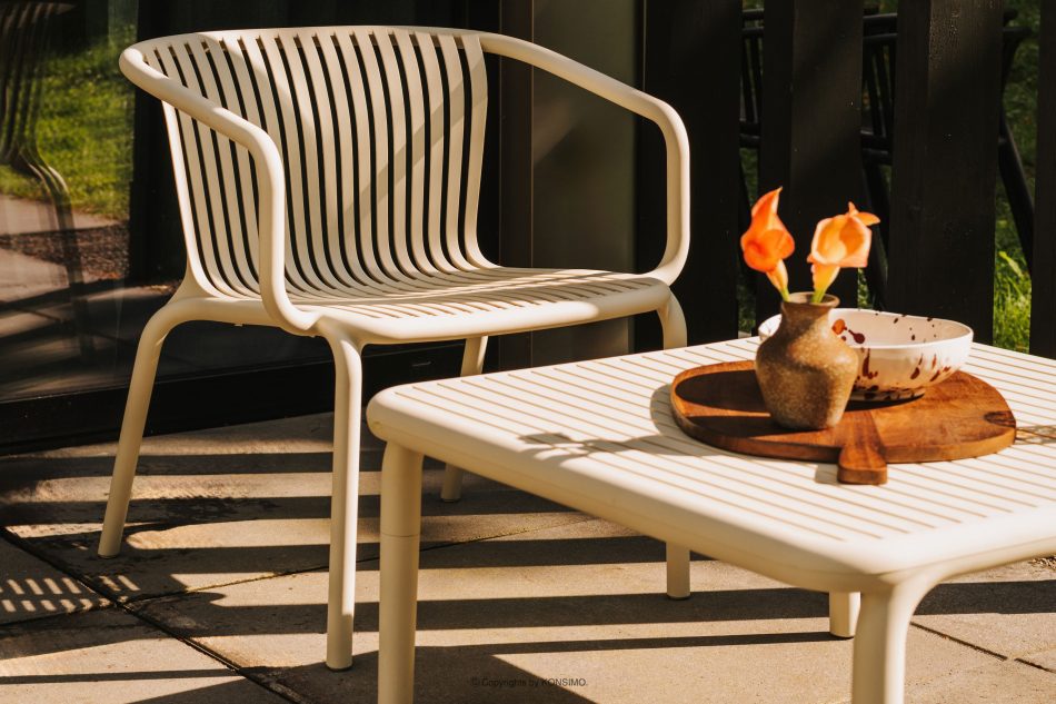 FICCARI Großer Gartentisch Polypropylen mit Glasfaser beige beige - Foto 8