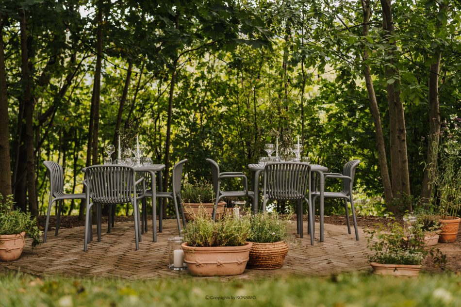 FICCARI Gartentisch Polypropylen mit Glasfaser grau grau - Foto 1