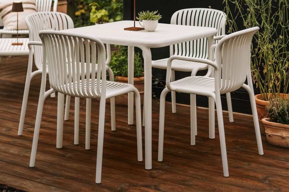 FICCARI Gartentisch Polypropylen mit Glasfaser weiß weiß - Foto 4