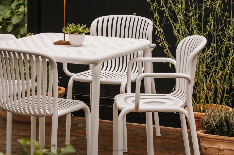 FICCARI Gartentisch Polypropylen mit Glasfaser weiß weiß - Foto 5