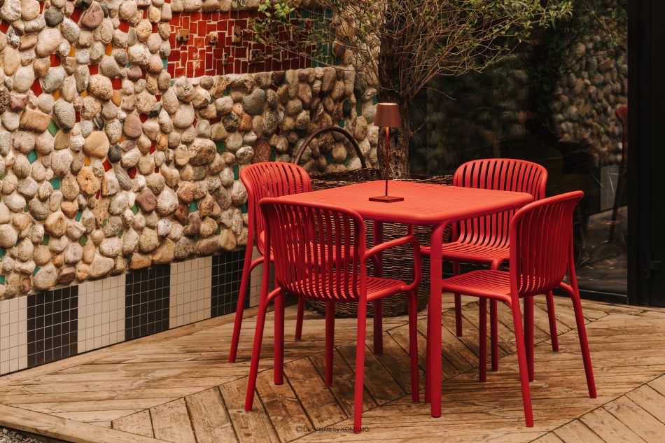 FICCARI Gartentisch Polypropylen mit Glasfaser rot rot - Foto 4