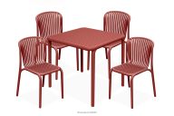 Gartenmöbel-Set aus Polypropylen mit Glasfaser rot 4 Personen