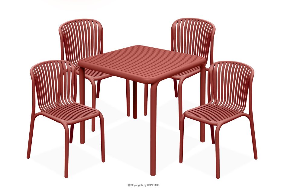 FICCARI Gartenmöbel-Set aus Polypropylen mit Glasfaser rot 4 Personen rot - Foto 0