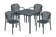 Set aus Stühlen und Esstisch für die Terrasse aus Polypropylen mit Glasfaser anthrazit 4 Personen