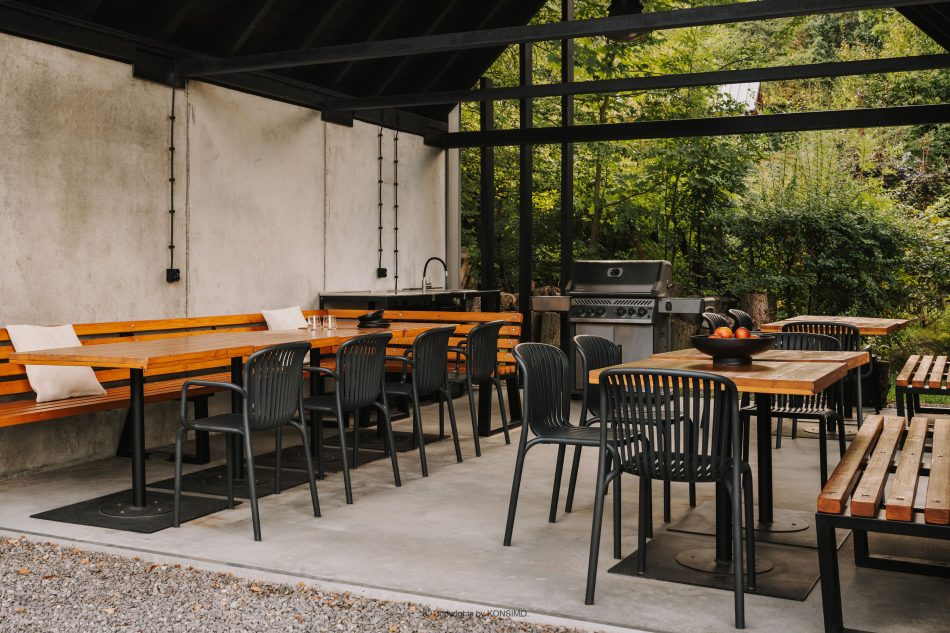 FICCARI Set aus Stühlen und Esstisch für die Terrasse aus Polypropylen mit Glasfaser anthrazit 4 Personen anthrazit - Foto 13