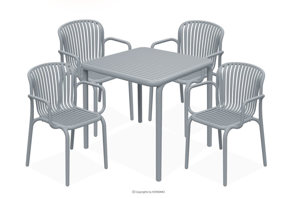 FICCARI Set aus Stühlen und Esstisch für die Terrasse aus Polypropylen mit Glasfaser grau 4 Personen grau - Foto 0