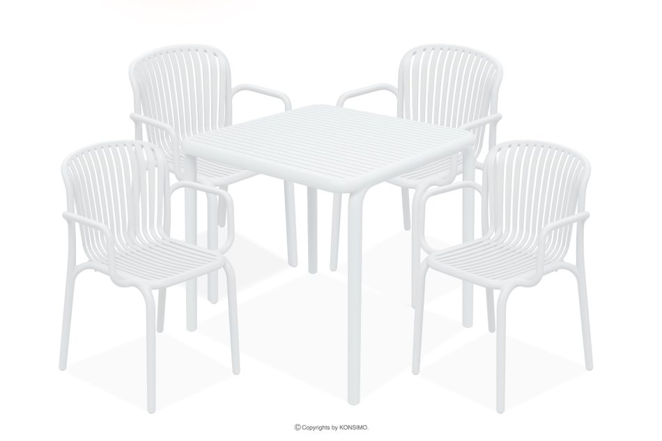 FICCARI Set aus Stühlen und Esstisch für die Terrasse aus Polypropylen mit Glasfaser weiß 4 Personen weiß - Foto 0