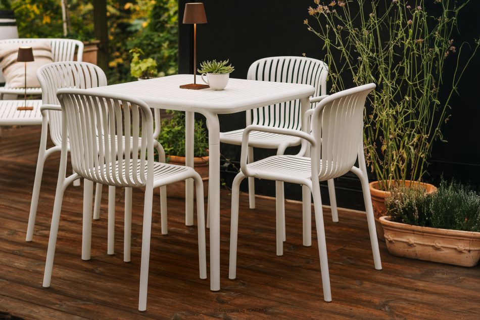FICCARI Set aus Stühlen und Esstisch für die Terrasse aus Polypropylen mit Glasfaser weiß 4 Personen weiß - Foto 10