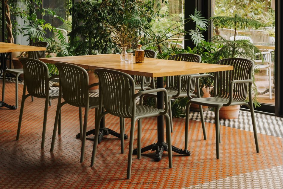 FICCARI Set aus Stühlen und Esstisch für die Terrasse aus Polypropylen mit Glasfaser olivgrün 4 Personen. oliv - Foto 10