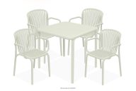 Set aus Stühlen und Esstisch für die Terrasse Polypropylen mit Glasfaser beige 4 Personen