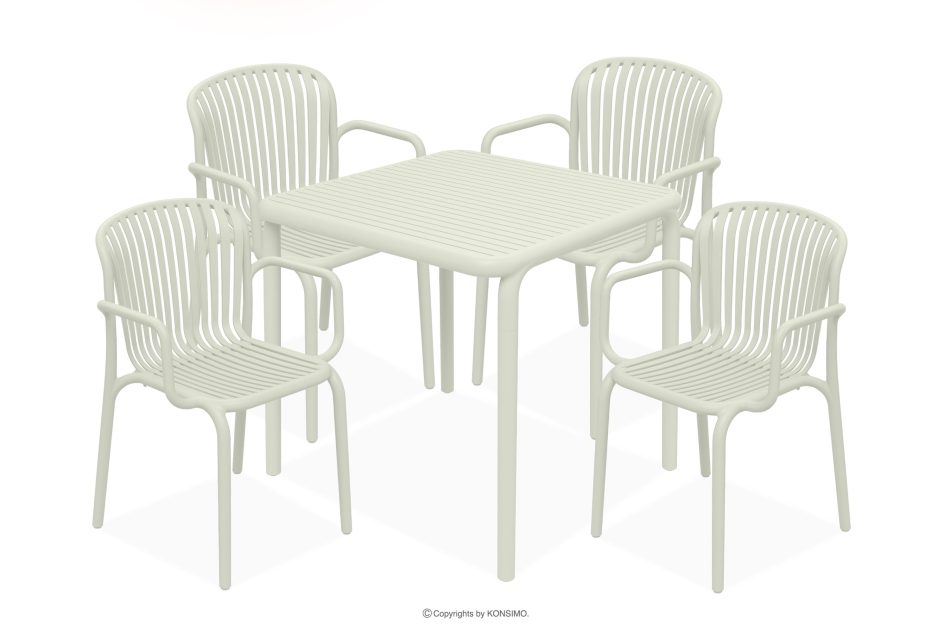 FICCARI Set aus Stühlen und Esstisch für die Terrasse Polypropylen mit Glasfaser beige 4 Personen beige - Foto 0