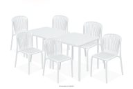 Gartenmöbel-Set aus Polypropylen mit Glasfaser weiß 6 Personen