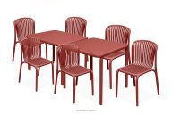 Gartenmöbel-Set aus Polypropylen mit Glasfaser rot 6 Personen