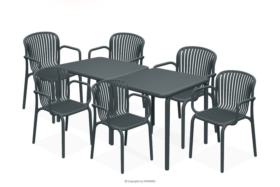 FICCARI Terrassenmöbel-Set aus Polypropylen mit Glasfaser anthrazit 6 Personen anthrazit - Foto 0