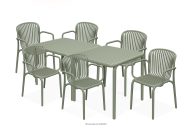 Terrassenmöbel-Set aus Polypropylen mit Glasfaser olivgrün 6 Personen