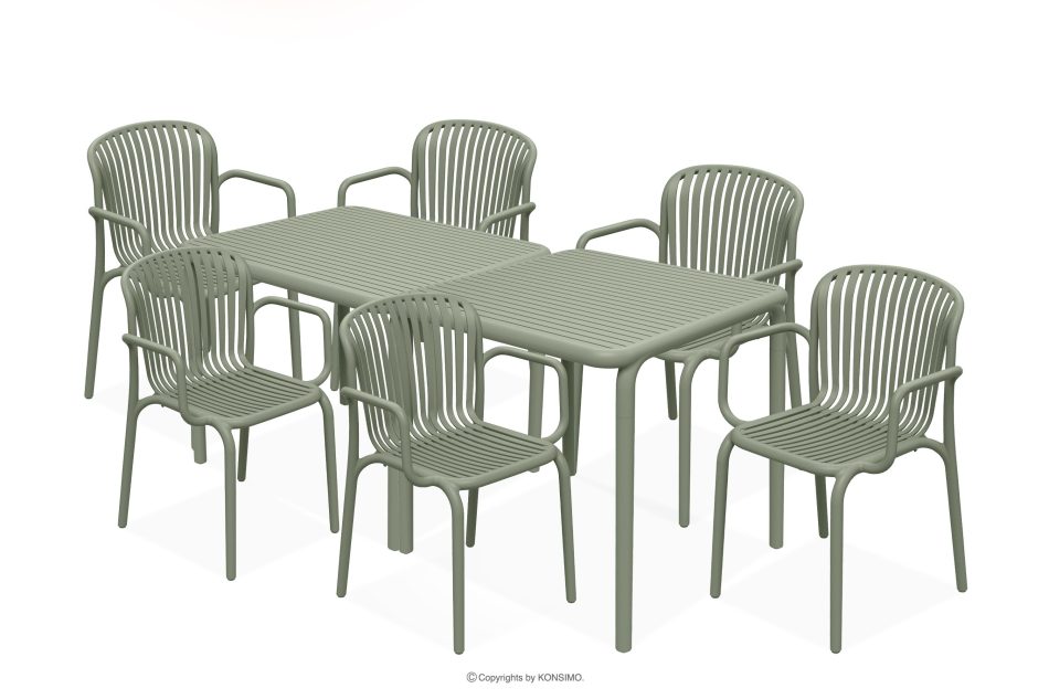 FICCARI Terrassenmöbel-Set aus Polypropylen mit Glasfaser olivgrün 6 Personen oliv - Foto 0