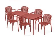 Terrassenmöbel-Set aus Polypropylen mit Glasfaser rot 6 Personen