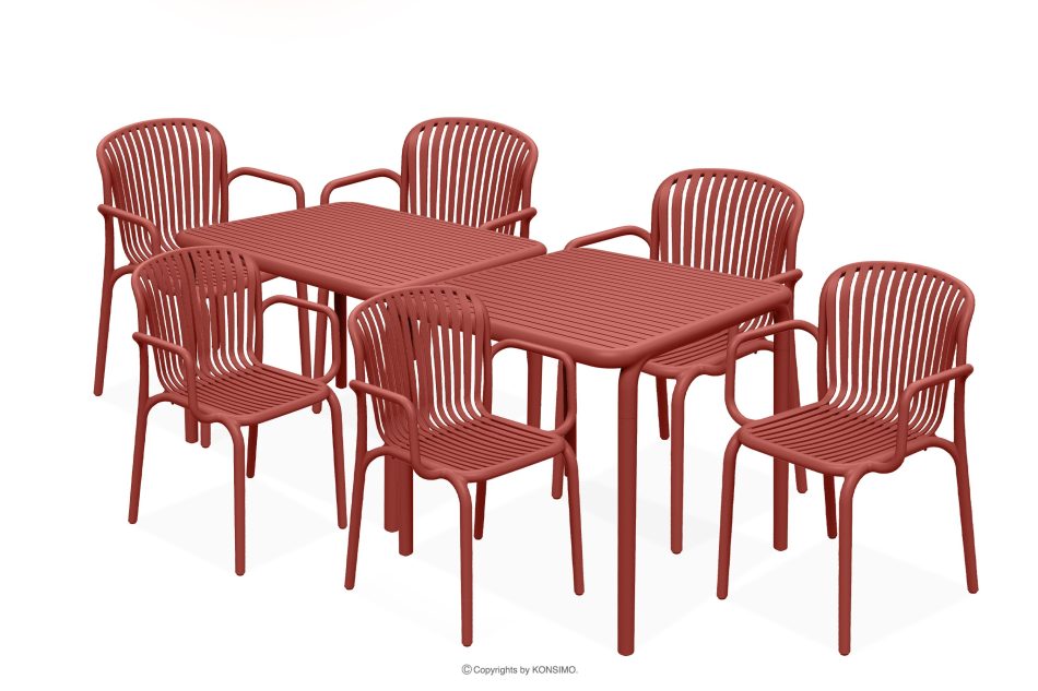 FICCARI Terrassenmöbel-Set aus Polypropylen mit Glasfaser rot 6 Personen rot - Foto 0