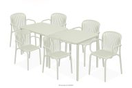 Terrassenmöbel-Set Polypropylen mit Glasfaser beige 6 Personen