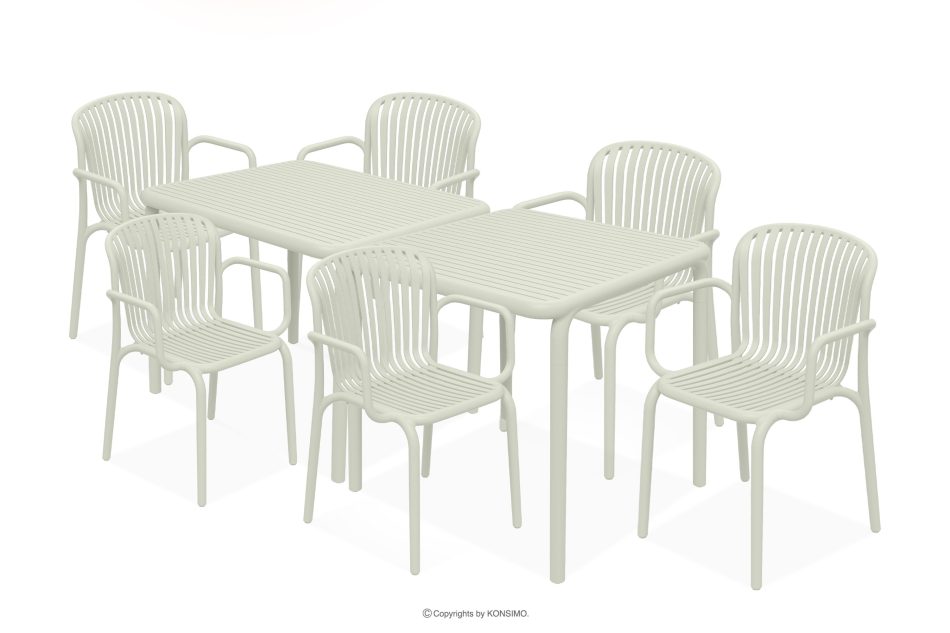 FICCARI Terrassenmöbel-Set Polypropylen mit Glasfaser beige 6 Personen beige - Foto 0