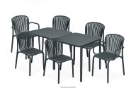 Gartenmöbel-Set Stühle und Esstisch anthrazit 6 Personen