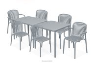 Gartenmöbel-Set Stühle und Esstisch grau 6 Personen
