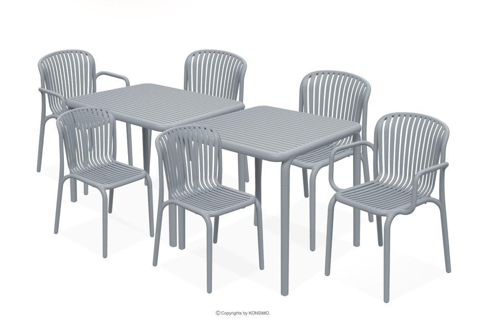 FICCARI Gartenmöbel-Set Stühle und Esstisch grau 6 Personen grau - Foto 0