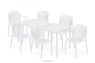 Gartenmöbel-Set Stühle und Tisch weiß 6 Personen
