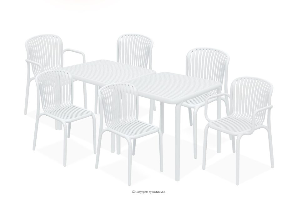 FICCARI Gartenmöbel-Set Stühle und Tisch weiß 6 Personen weiß - Foto 0