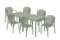 Gartenmöbel-Set Stühle und Tisch olivgrün 6 Personen