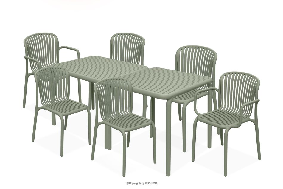 FICCARI Gartenmöbel-Set Stühle und Tisch olivgrün 6 Personen oliv - Foto 0