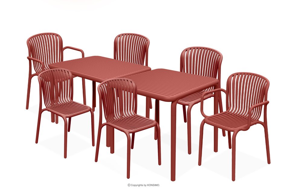 FICCARI Gartenmöbel-Set Stühle und Tisch rot 6 Personen rot - Foto 0