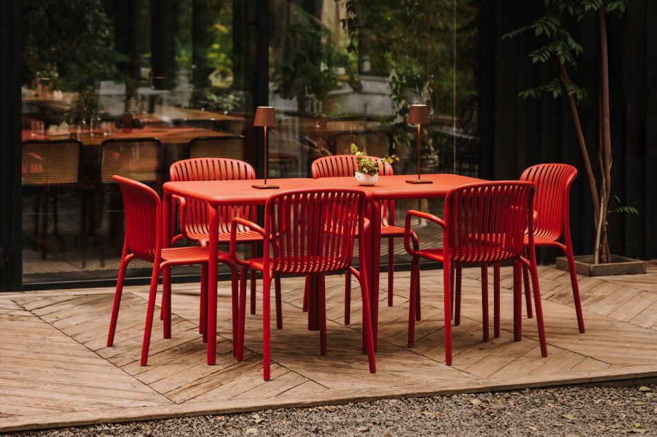 FICCARI Gartenmöbel-Set Stühle und Tisch rot 6 Personen rot - Foto 1