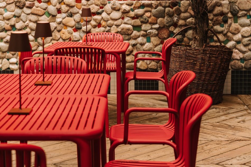 FICCARI Gartenmöbel-Set Stühle und Tisch rot 6 Personen rot - Foto 14