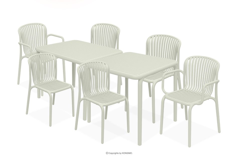 FICCARI Gartenmöbel-Set Stühle und Esstisch beige 6 Personen beige - Foto 0