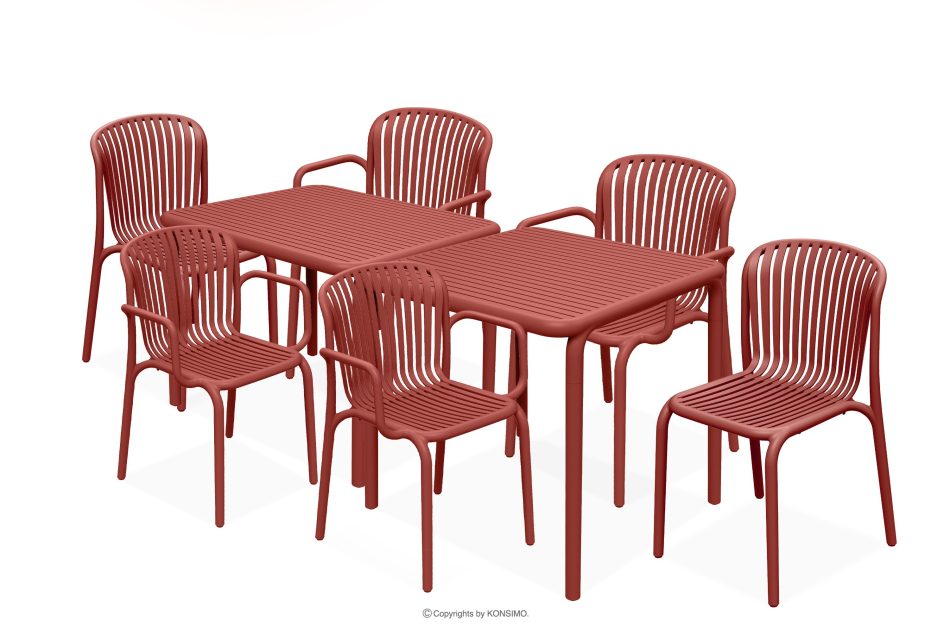FICCARI Esstisch mit Stühlen für den Garten rot 6 Personen rot - Foto 0