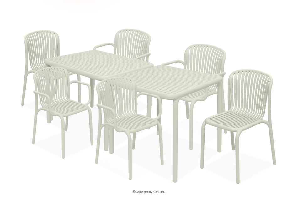 FICCARI Esstisch mit Stühlen für den Garten beige 6 Personen beige - Foto 0