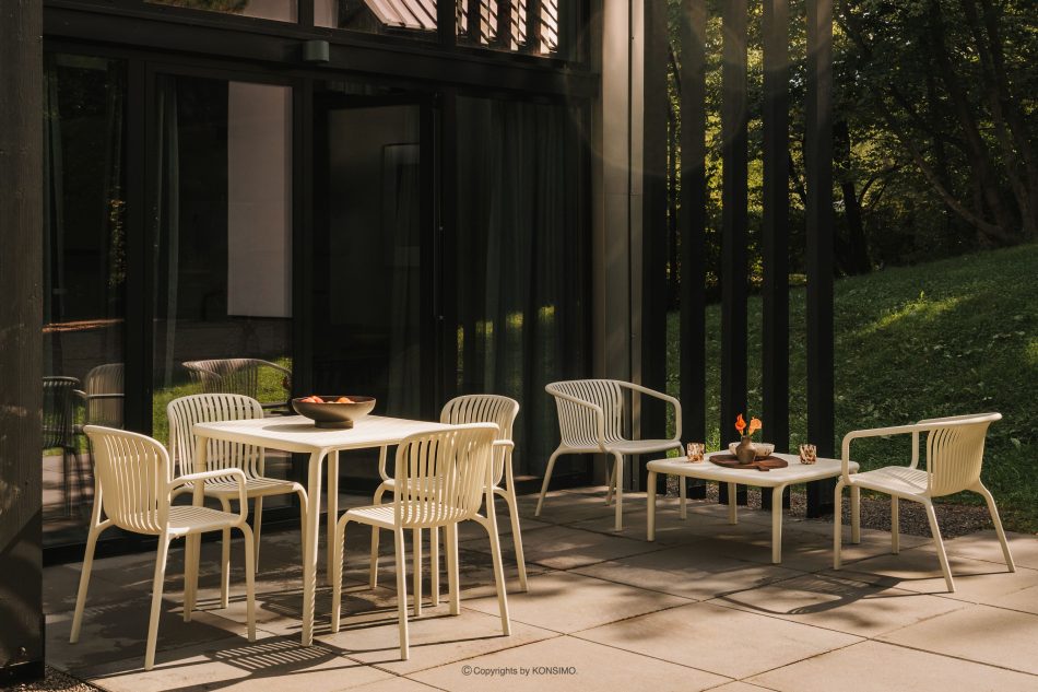 FICCARI Esstisch mit Stühlen für den Garten beige 6 Personen beige - Foto 1