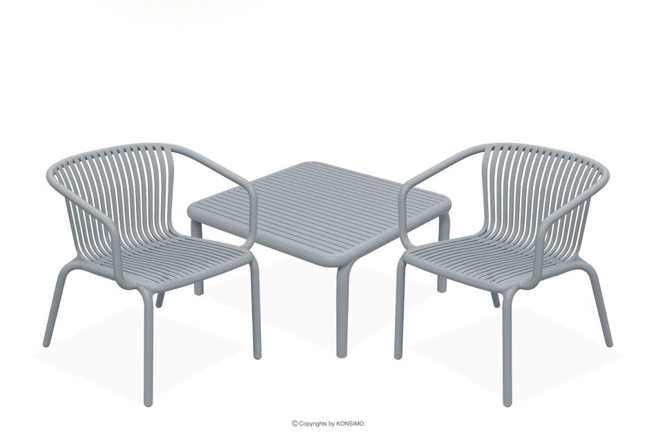 FICCARI Gartenmöbel-Set Sessel und Couchtisch grau 2 Personen grau - Foto 0