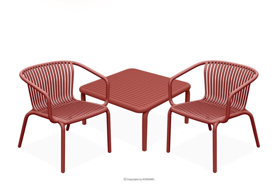 FICCARI Gartenmöbel-Set Sessel und Couchtisch rot 2 Personen rot - Foto 0