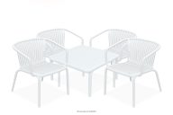 Gartensessel und Couchtisch weiß 4 Personen