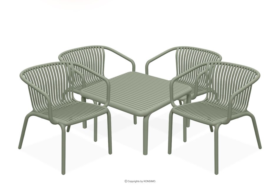FICCARI Sessel und Tisch für den Garten olivgrün 4 Personen oliv - Foto 0