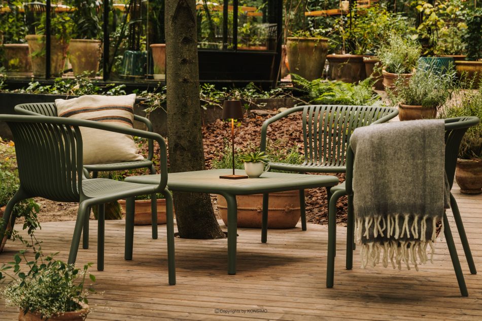 FICCARI Sessel und Tisch für den Garten olivgrün 4 Personen oliv - Foto 1