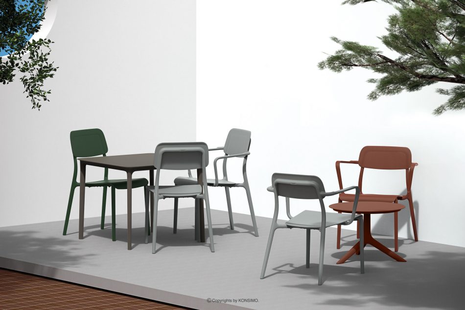 GALIO Runder Gartentisch aus ökologischem Kunststoff orange orange - Foto 1