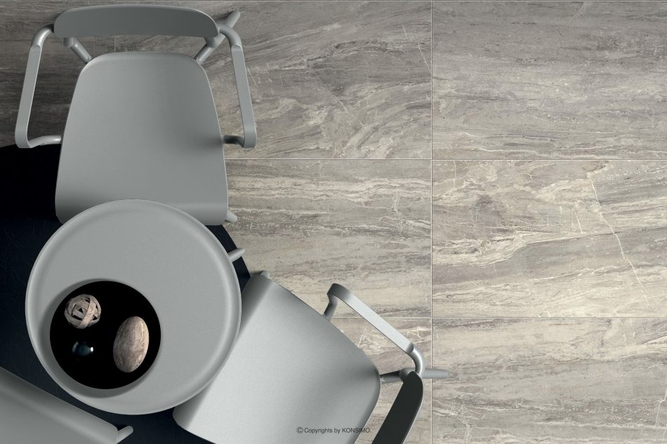 GALIO Hoher runder Gartentisch aus ökologischem Kunststoff grau grau - Foto 1
