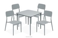 Gartenmöbel-Set Stühle und Tisch aus ökologischem Kunststoff 4 Personen grau