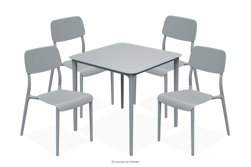 GALIO Gartenmöbel-Set Stühle und Tisch aus ökologischem Kunststoff 4 Personen grau grau - Foto 0