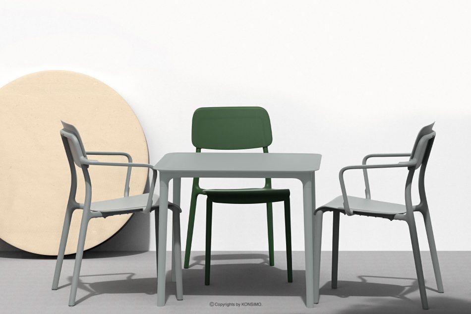 GALIO Gartenmöbel-Set Stühle und Tisch aus ökologischem Kunststoff 4 Personen grau grau - Foto 10